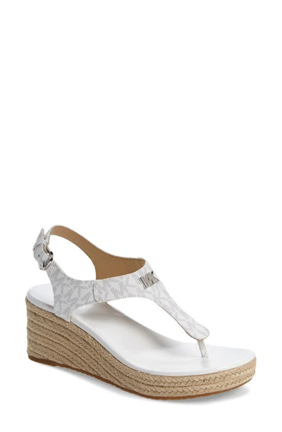 Shop Michael Michael Kors Laney Wedge Sandal In Bright White