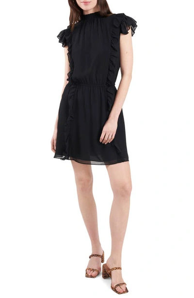Shop 1.state Smocked Neck Ruffle Minidress In Rich Black