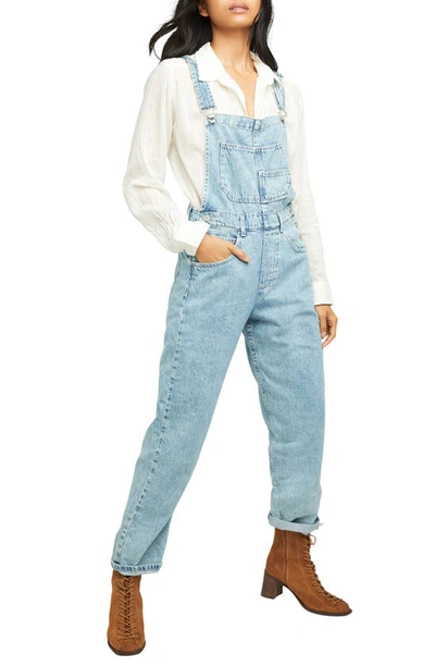 Shop Free People We The Free Ziggy Denim Overalls In Powder Blue