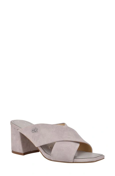 Shop Calvin Klein Isha Slide Sandal In Gray Suede