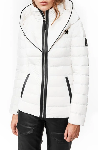 Shop Mackage Andrea Lightweight Hooded Water Repellent Down Puffer Jacket In Off White