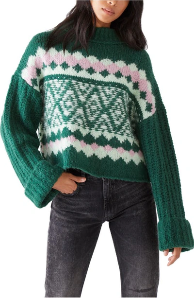Free People Alpine Crop Mock Neck Sweater In Spearmint Pine ModeSens