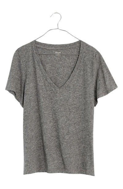 Shop Madewell Whisper Lightweight Cotton V-neck T-shirt In Heather Iron