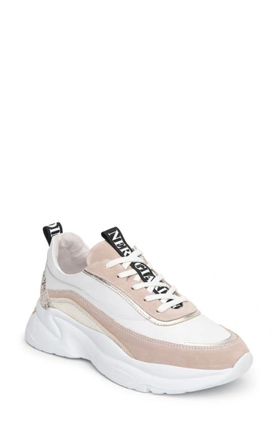 Shop Nerogiardini Mixed Media Sneaker In Rose/ White