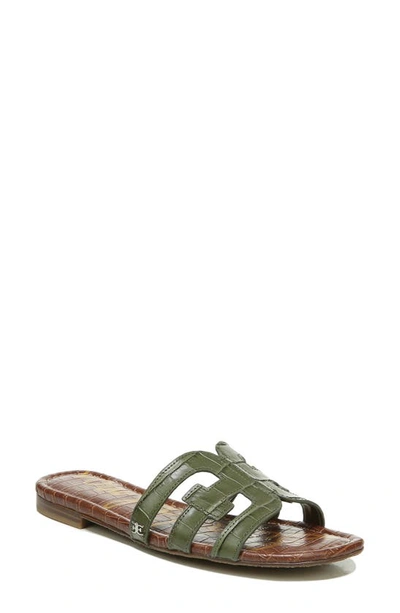 Shop Sam Edelman Bay Cutout Slide Sandal In Granite Green Leather