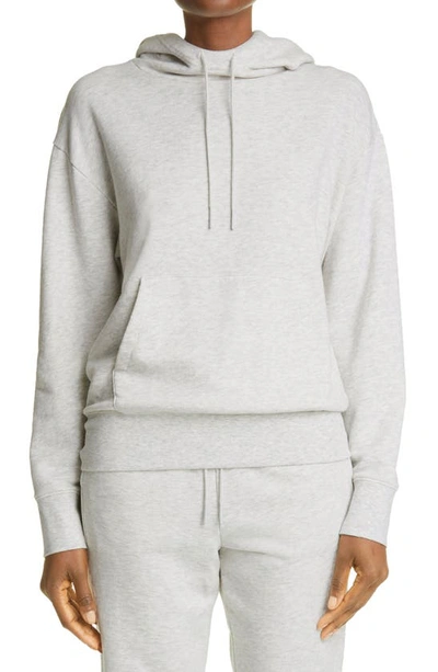 Shop Vince Essential Cotton Hoodie In Light Heather Grey