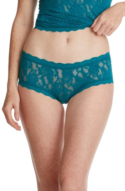 Shop Hanky Panky Signature Lace Boyshorts In Night Forest Green