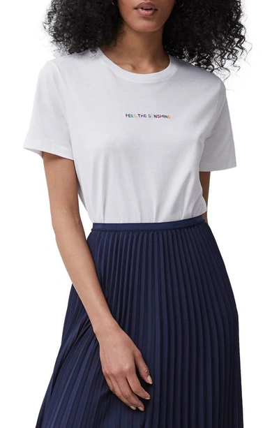 Shop French Connection Sunshine Embroidered T-shirt In Linen White