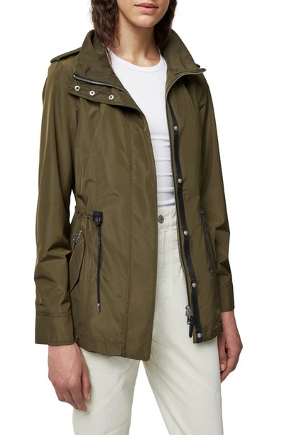 Shop Mackage Melita Water Repellent Raincoat With Removable Hooded Bib In Army