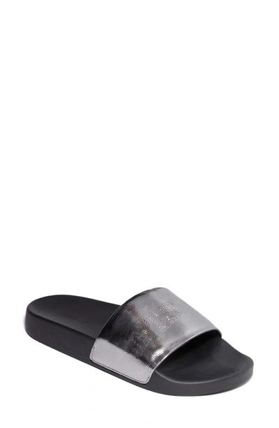Shop Allsaints Karli Slide Sandal In Silver Leather