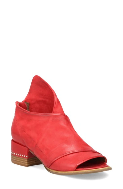 Shop A.s.98 Marshall Peep Toe Bootie In Red Leather