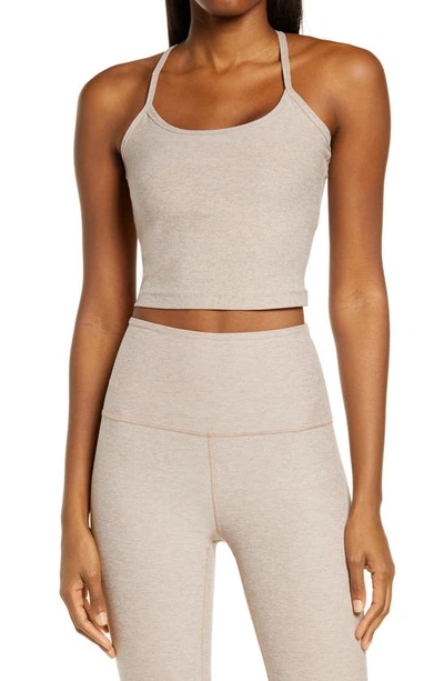 Beyond Yoga Space-dye Racerback Cropped Top In Chai