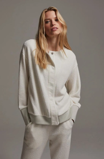 Shop Varley Margate Snap Cardigan Sweatshirt In Ivory