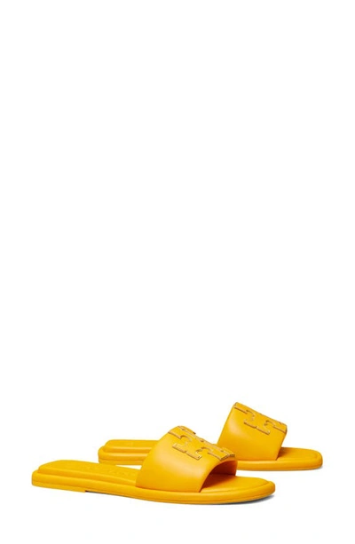 Shop Tory Burch Double T Sport Slide Sandal In Golden Crest / Gold