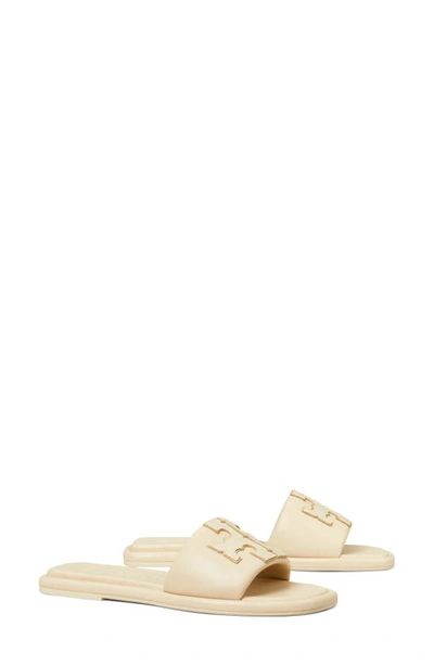 Shop Tory Burch Double-t Leather Sport Slide Sandal In Dulce De Leche / Gold