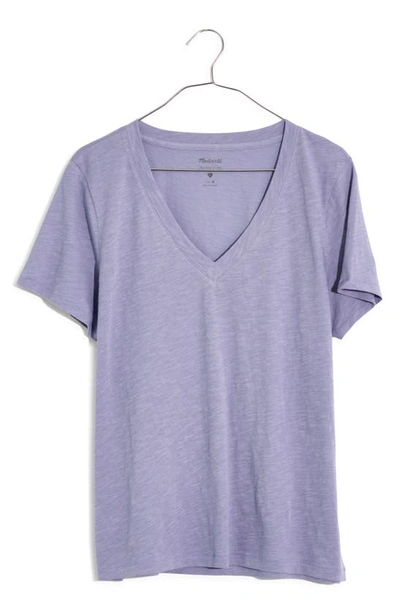 Shop Madewell Whisper Lightweight Cotton V-neck T-shirt In Dusk Peri