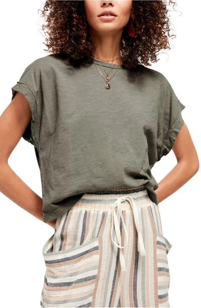 Shop Free People We The Free You Rock T-shirt In Washed Army
