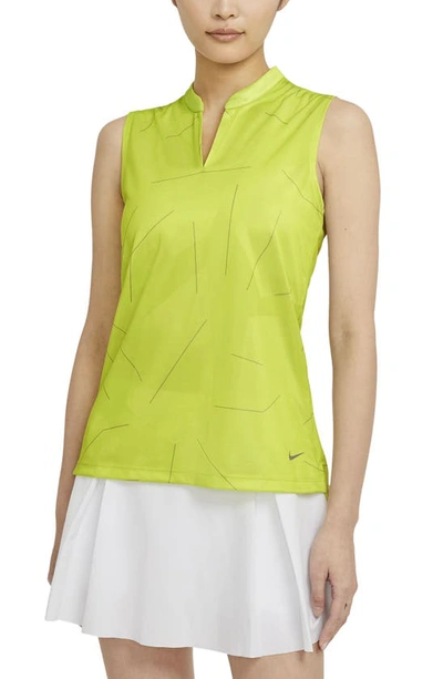 Shop Nike Breathe Sleeveless Golf Shirt In Cyber/ Dust