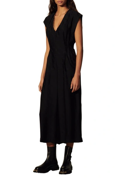 Shop Sandro Chain Link Short Sleeve Jumpsuit In Black