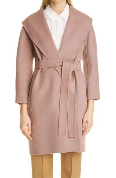 Shop Max Mara Messi Wool Wrap Coat In Cashmere Pink