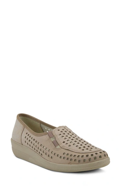 Shop Spring Step Twila Perforated Leather Loafer In Beige Leather