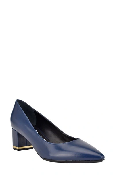 Shop Calvin Klein Nita Block Heel Pump In Dark Blue