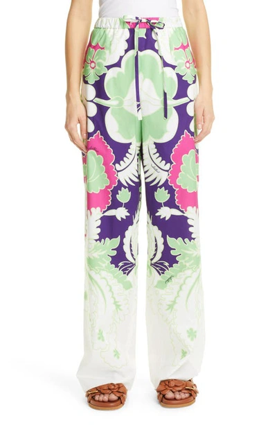 Shop Valentino Wide Leg Pants In Amethyst / Radiant Orchid