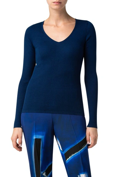 Shop Akris Twist Cotton Sweater In 007-blue Angel