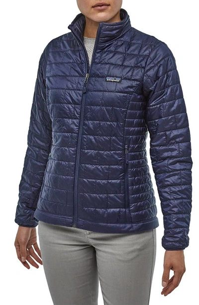 Shop Patagonia Nano Puff Water Resistant Jacket In Classic Navy