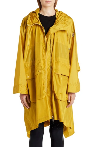 Shop Moncler Printseps Oversize Hooded Jacket In Yellow