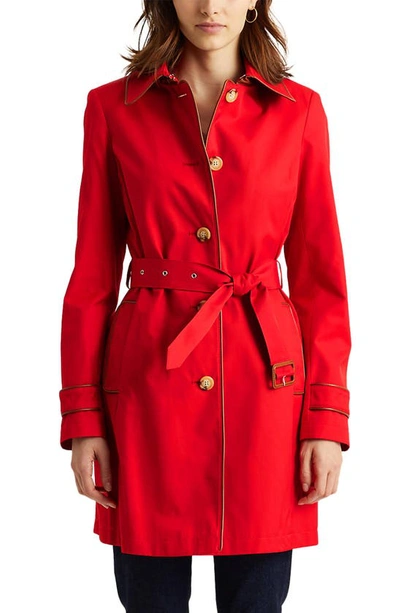 Shop Lauren Ralph Lauren Trench Raincoat In Lipstick Red