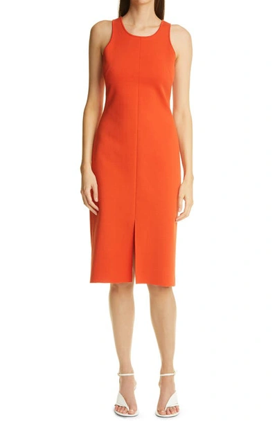 Shop St John Front Slit Milano Knit Dress In Burnt Orange Buro
