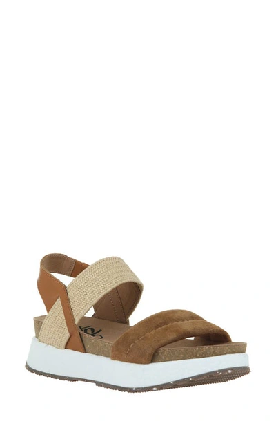 Shop Otbt Libra Platform Sandal In Almond Suede