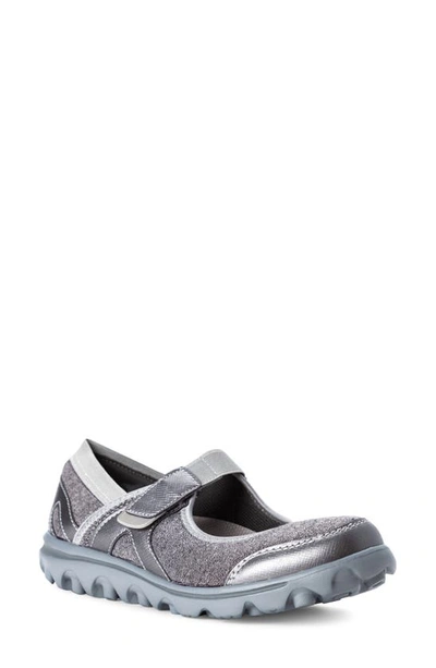 Shop Propét Onalee Mary Jane Flat In Grey/ Silver Fabric