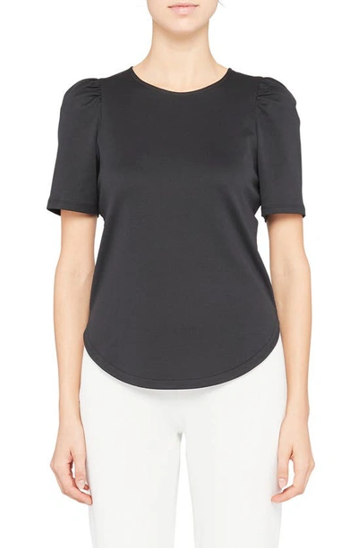 Shop Theory Classic Ruched Short Sleeve Sateen T-shirt In Black