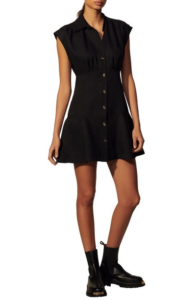 Shop Sandro Sleeveless Button-through Dress In Black