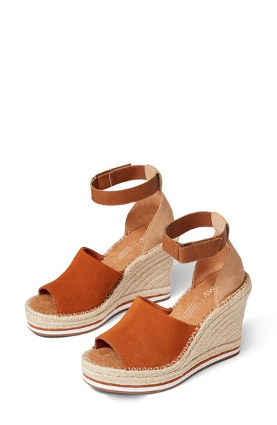Shop Toms Marisol Espadrille Wedge Sandal In Brown Suede