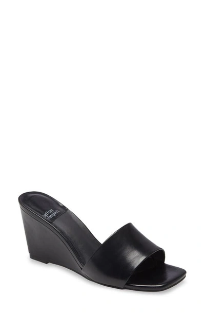Shop Jeffrey Campbell Jeffrey Campell Appetit Wedge Slide Sandal In Black Leather