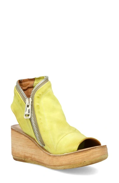 Shop As98 Naylor Platform Wedge Sandal In Yellow Leather