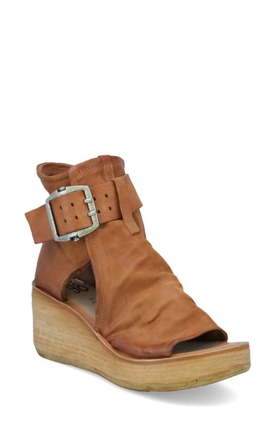 Shop As98 Naya Wedge Sandal In Whiskey Leather