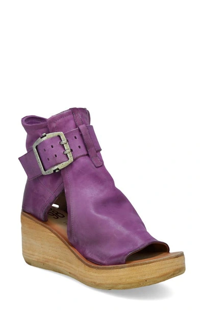 Shop As98 Naya Wedge Sandal In Purple Leather