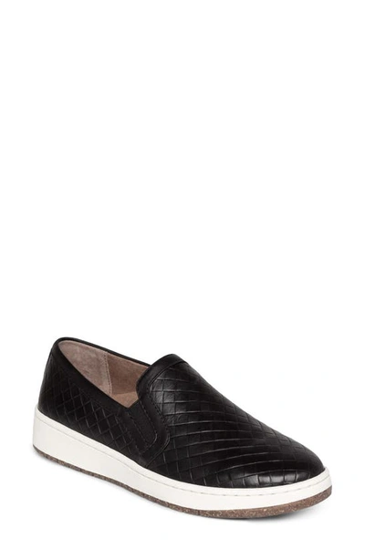 Shop Aetrex Kenzie Slip-on Sneaker In Black Leather