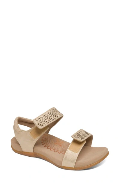 Shop Aetrex Marcy Sandal In Champagne Faux Leather
