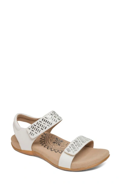 Shop Aetrex Marcy Sandal In White Faux Leather