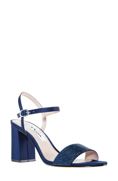 Shop Nina Haven Ankle Strap Sandal In New Navy Luster Satin
