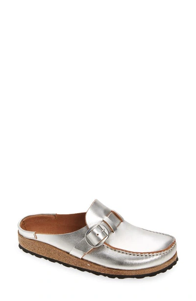 Shop Birkenstock Buckley Clog In Metallic Silver Leather