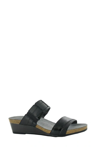 Shop Naot Royalty Slide Sandal In Jet Black/ Black Leather