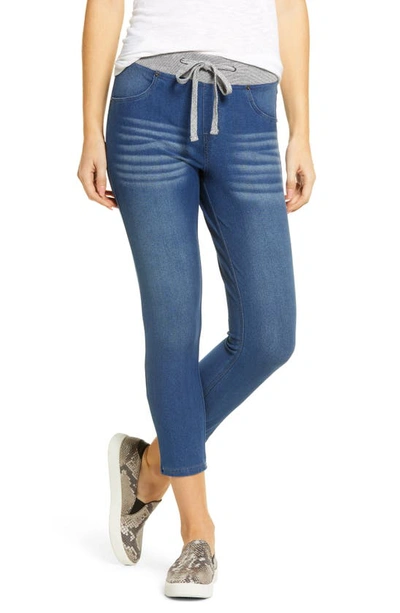 Shop Hue Wearever Denim Capri Leggings In Medium Wash