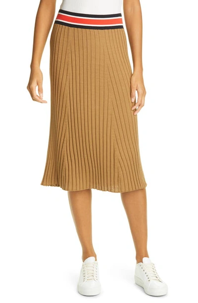 Shop Atm Anthony Thomas Melillo Pleated Silk & Cotton Skirt In Sahara Combo