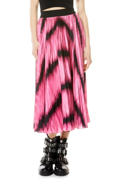 Shop Alice And Olivia Katz Tie Dye Sunburst Pleated Skirt In Washed Tie Dye Pin